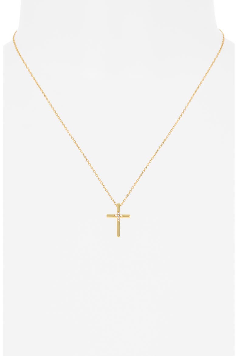 Cubic Zirconia Cross Necklace, Alternate, color, GOLD