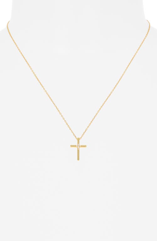 Argento Vivo Sterling Silver Cubic Zirconia Cross Necklace In Gold
