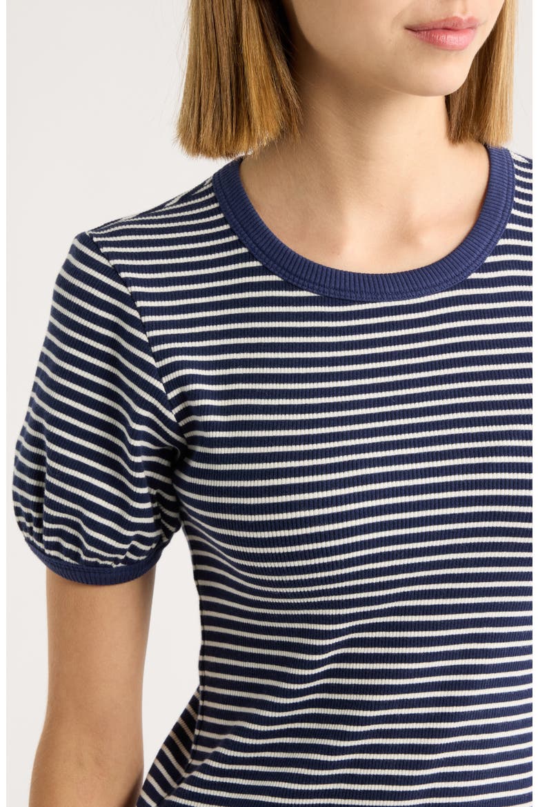 The Essential Rib Striped Tee, Alternate, color, NAVY MULTI