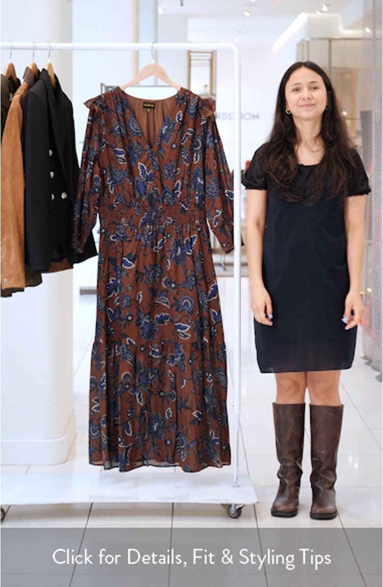 Marlina Floral Print Long Sleeve Maxi Dress, sales video thumbnail