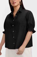 Foxcroft Vivienne Elbow Sleeve Matte Sateen Button-Up Shirt