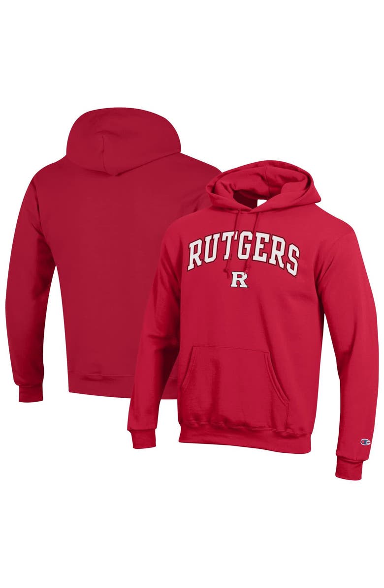 Champion Men's Champion  Scarlet Rutgers Scarlet Knights Arched Logo Fleece Pullover Hoodie, Alternate, color, Scarlet