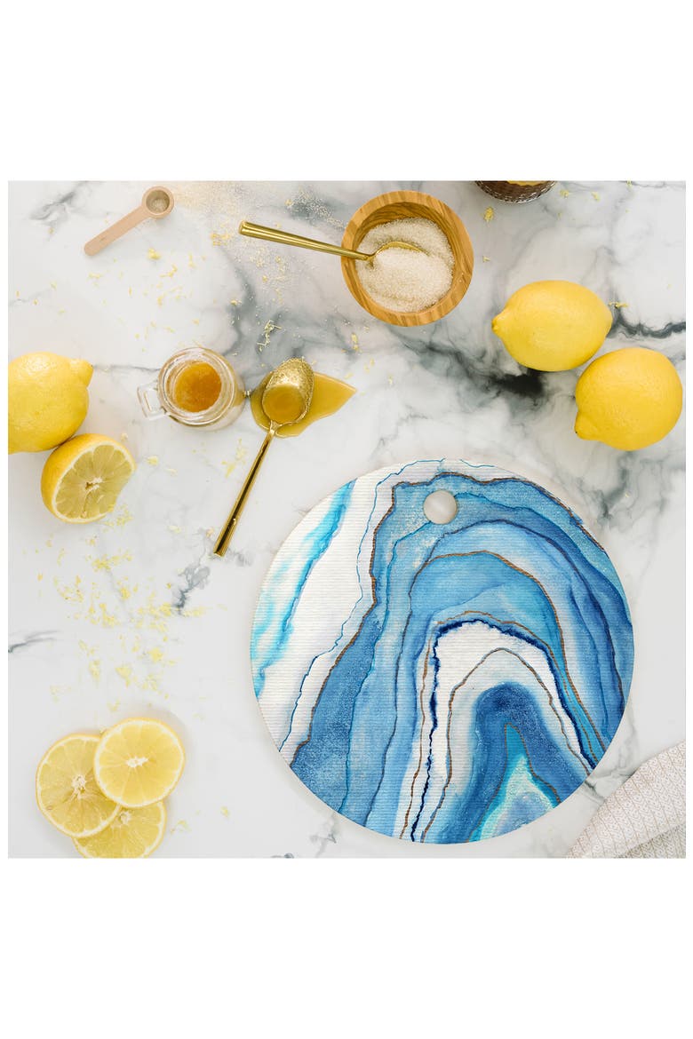 Abstract Watercolor Round Cutting Board, Alternate, color, BLUE
