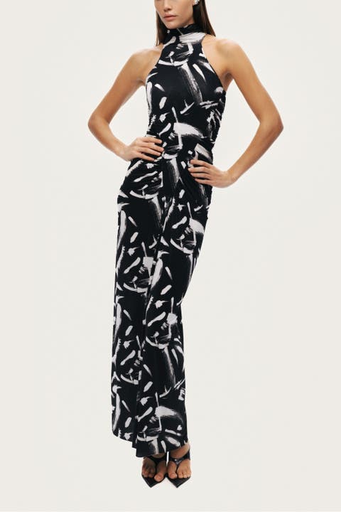 Printed Halter Maxi Dress