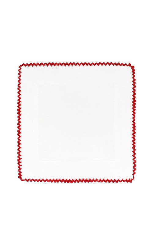 Tina Chen Designs Picot Edge Set Of 4 Linen Cocktail Napkins In Red