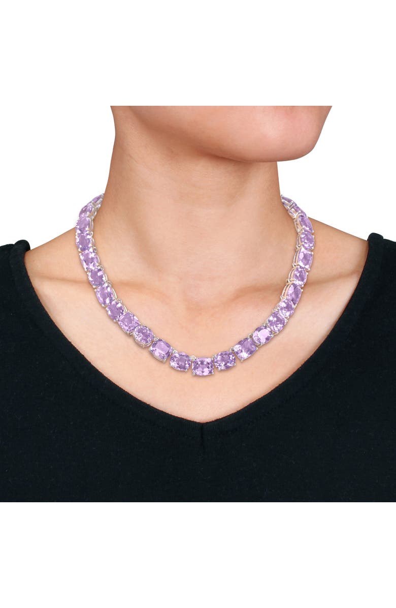 Julianna B. Rose de France Tennis Necklace Sterling Silver, Alternate, color, Pink Amethyst