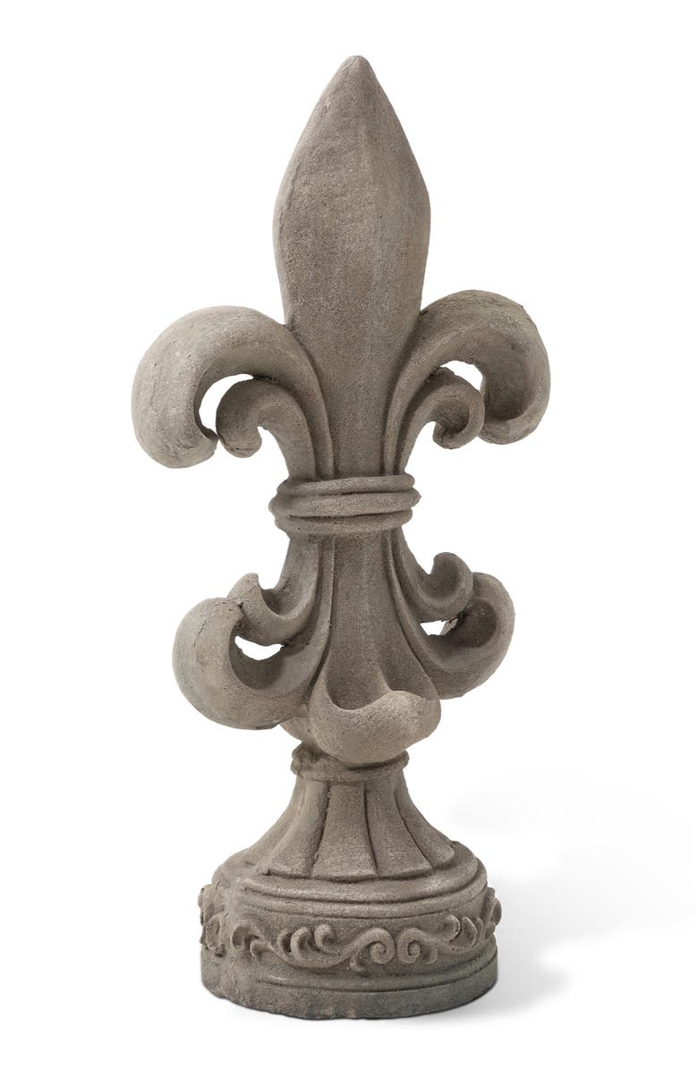 Glitzhome 27.25"H MGO Standing Fleur De Lis French Holiness Garden Statue, Alternate, color,