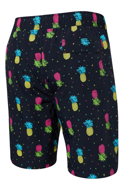 Saxx Go Coastal 2n1 7-inch Swim Shorts In Pineapple Flip- Black
