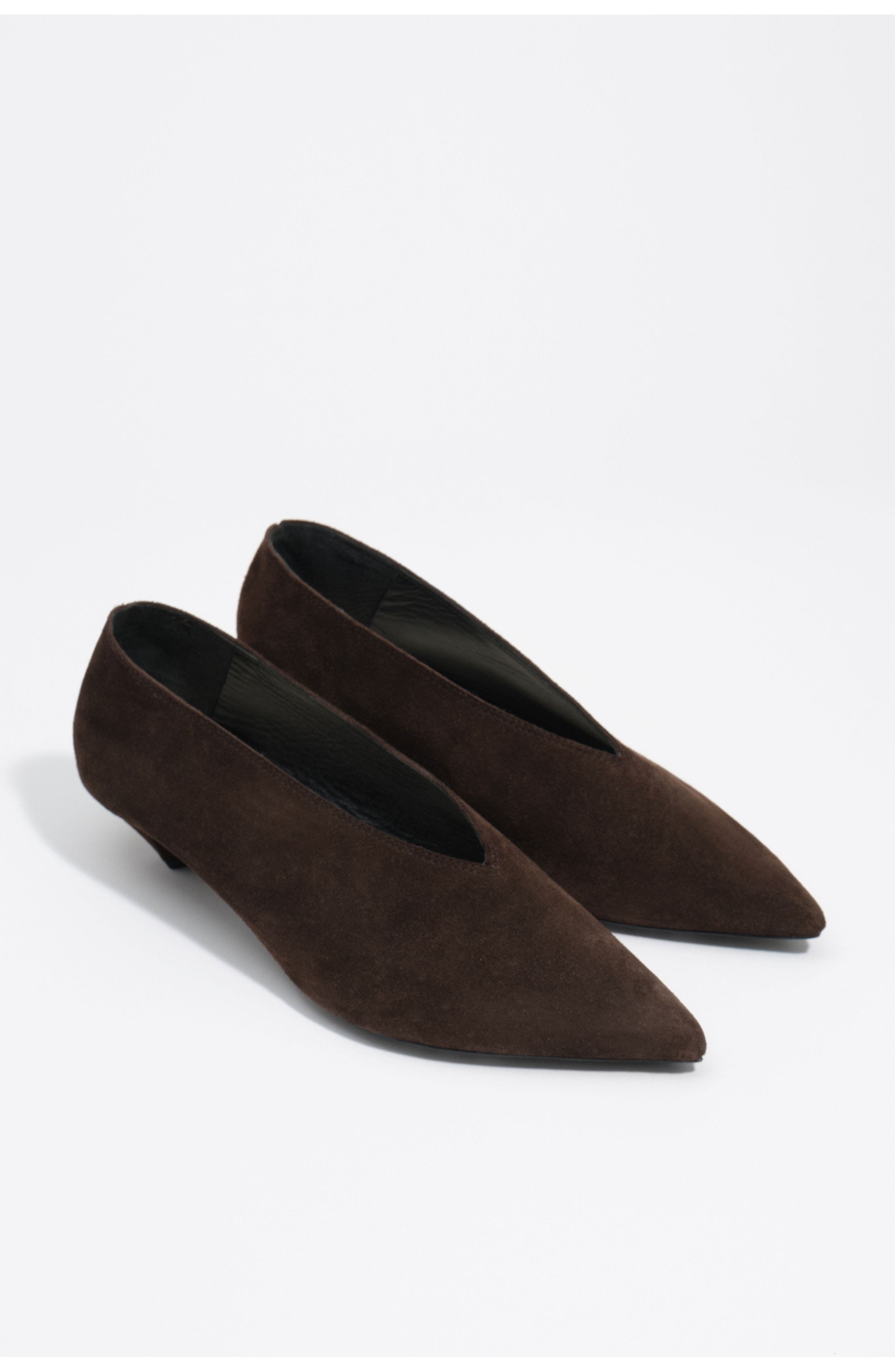 Suede Low Heel Court Shoe, Alternate, color, DARK BROWN