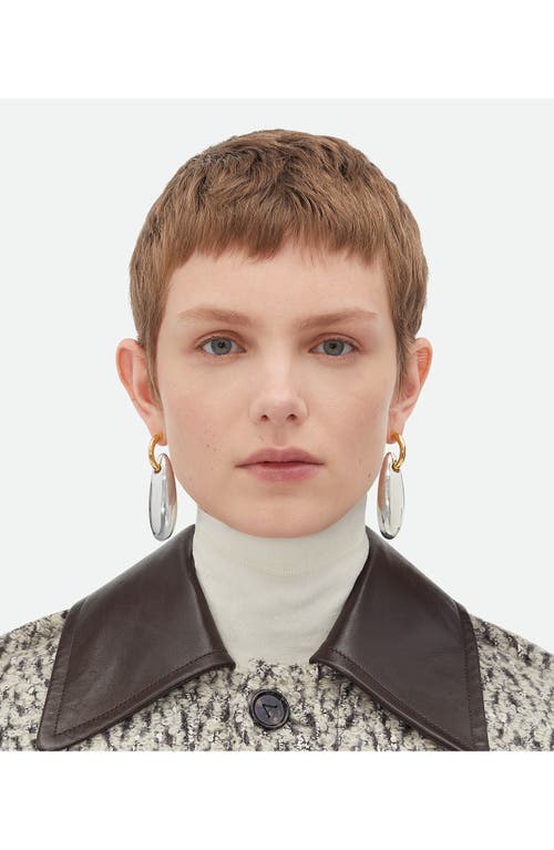 Bottega Veneta Large Oval Earrings In Silver/yellow Gold