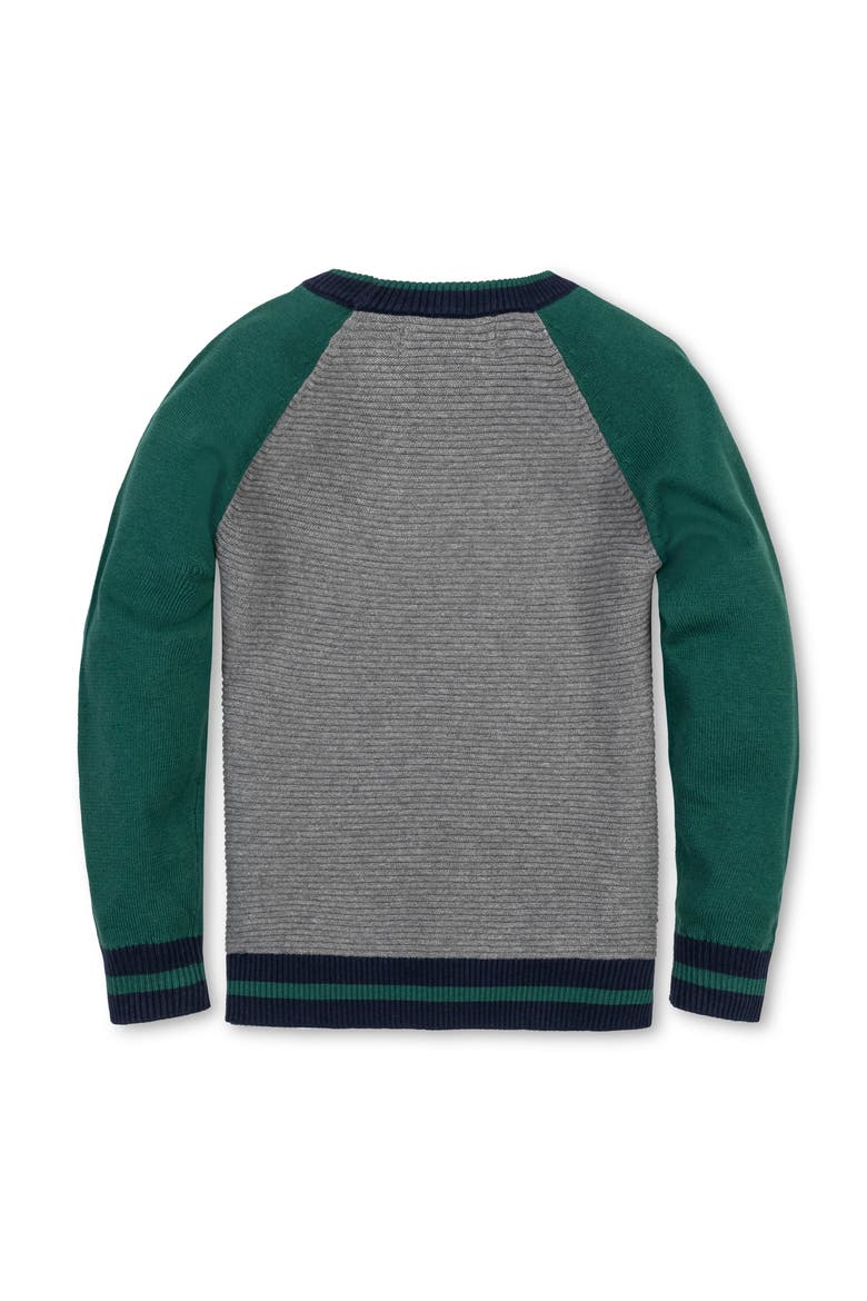 Kids' Organic Long Sleeve Raglan Sweater, Alternate, color, Gray and Green