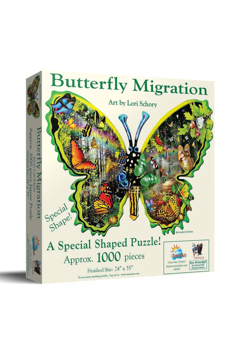 Butterfly Migration 1000 piece Jigsaw Puzzle for Adults Special Shape, Main, color, Multicolor