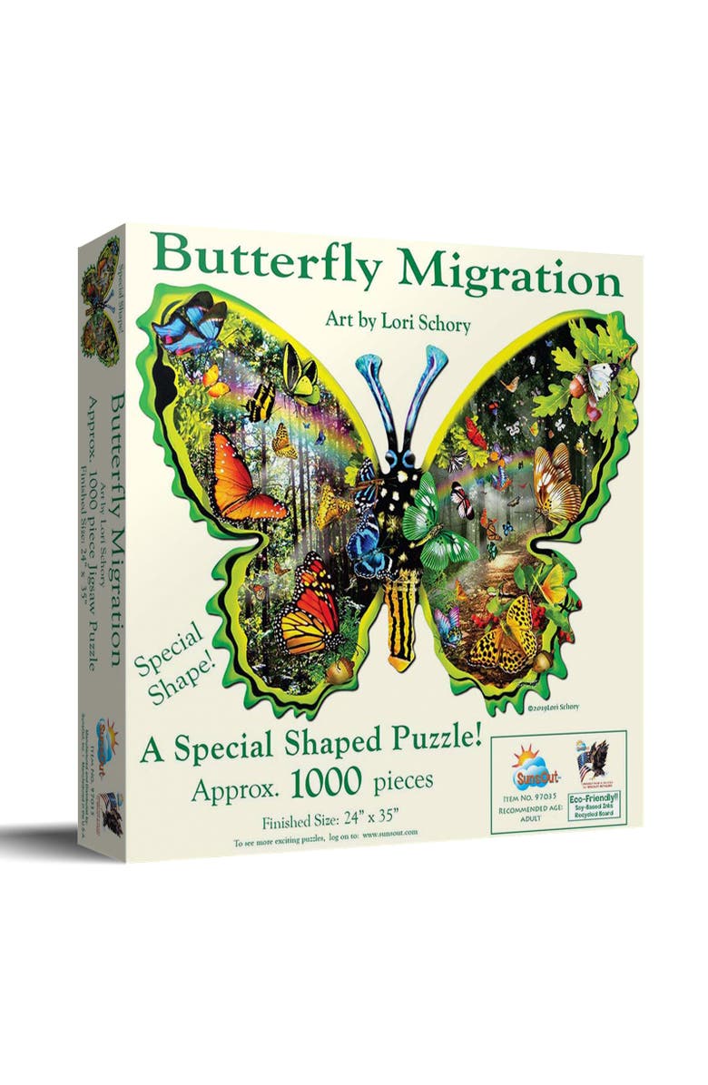 Sunsout Butterfly Migration 1000 piece Jigsaw Puzzle for Adults Special Shape, Main, color, Multicolor