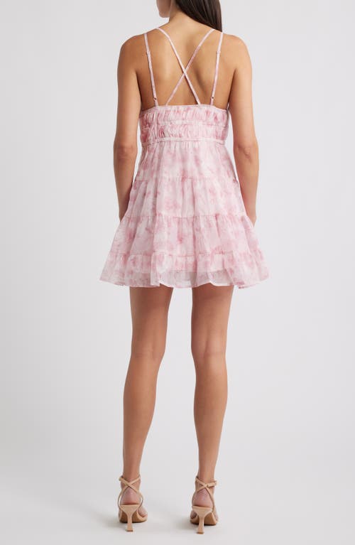 Layered With Love Floral Tiered Chiffon Minidress In Pink