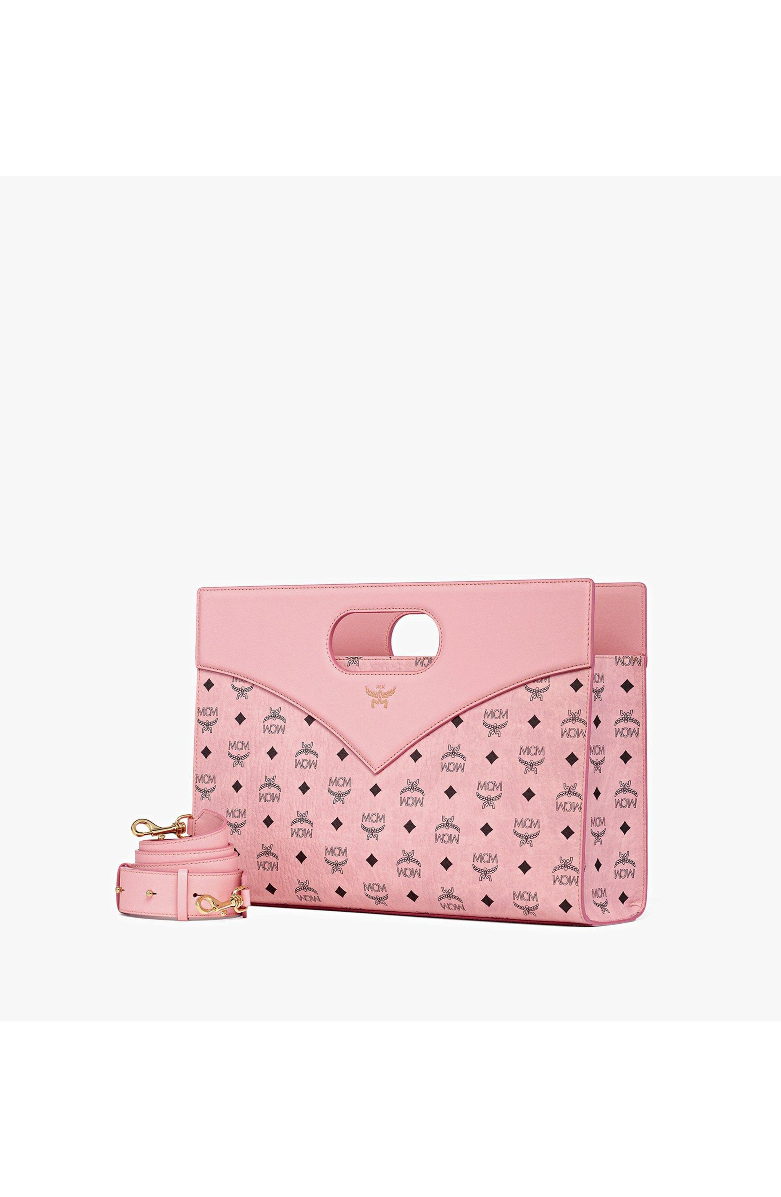 MCM Diamond Bag in Visetos Leather Mix, Alternate, color, Soft Pink