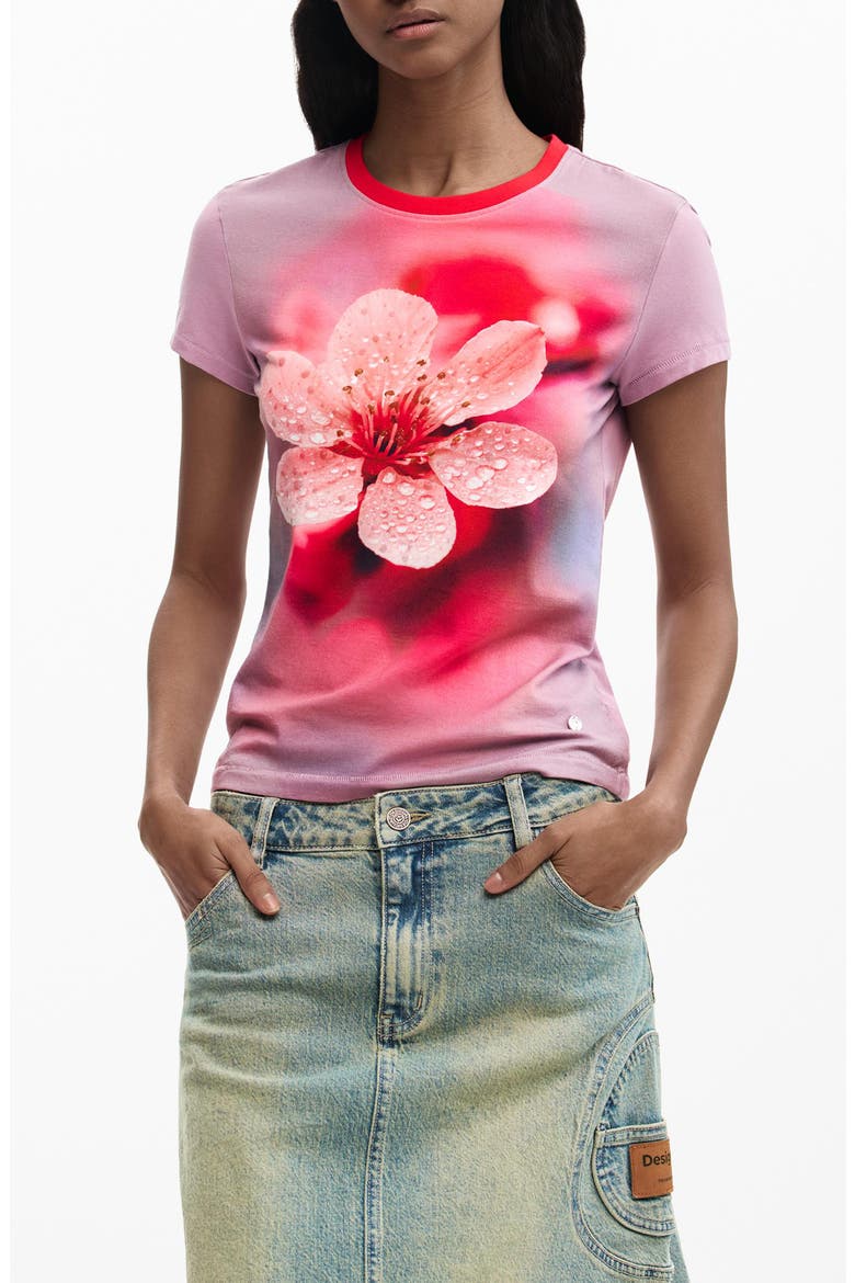 Floral Graphic T-Shirt, Main, color, PINK