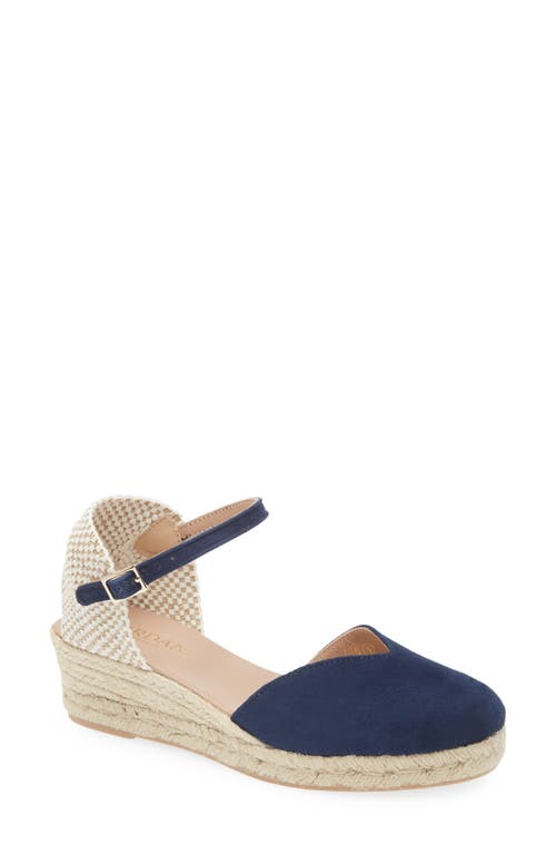 Cordani Elliana Ankle Strap Platform Wedge Espadrille In Navy Suede