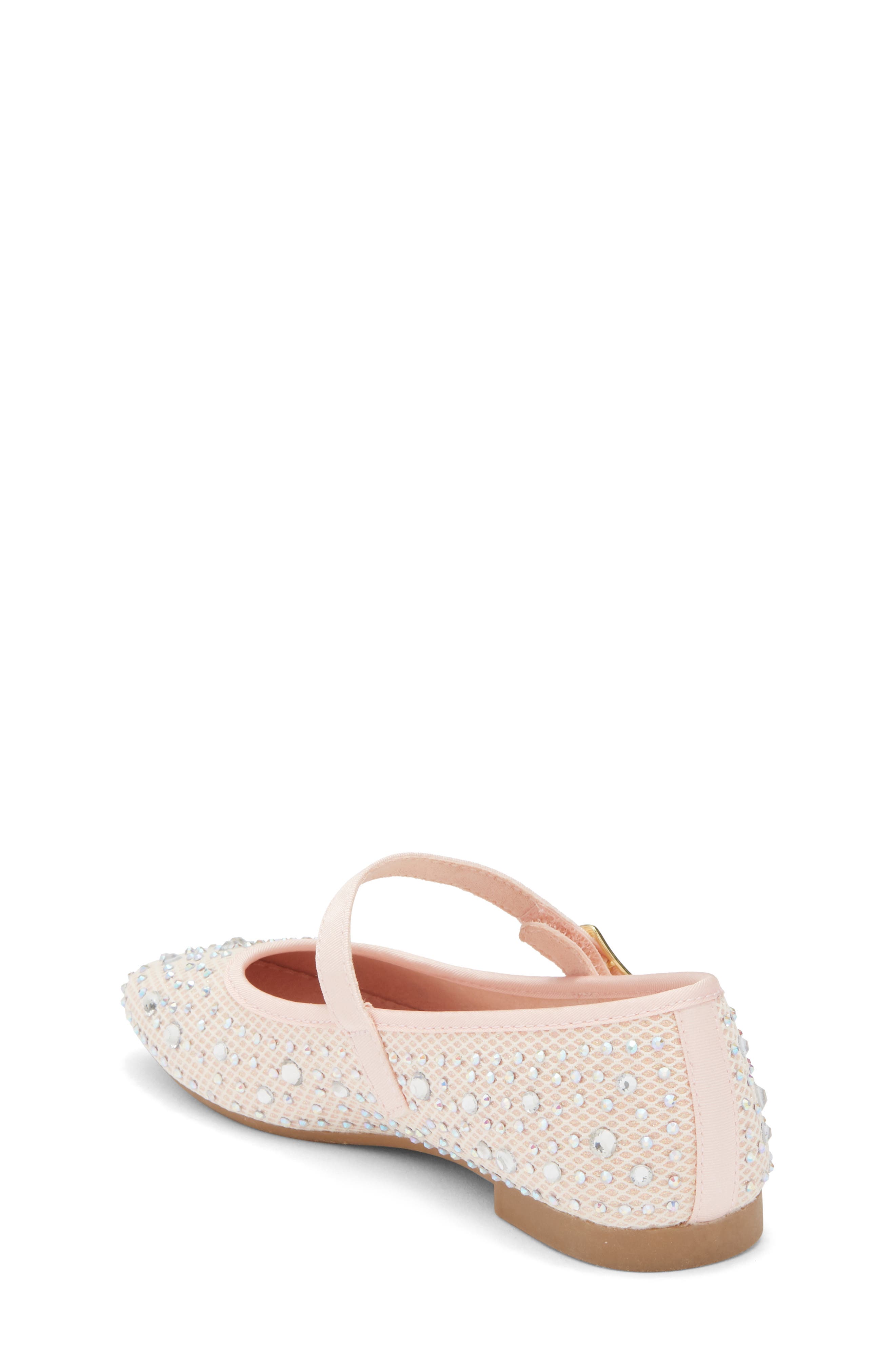 NORDSTROM RACK Kids' Rhinestone Mesh Mary Jane Flat, Alternate, color, Pink