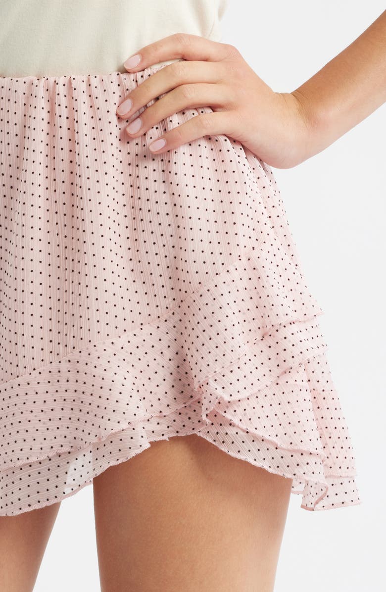 LoveShackFancy Renza Layered Ruffle Miniskirt, Alternate, color, Pink Nude