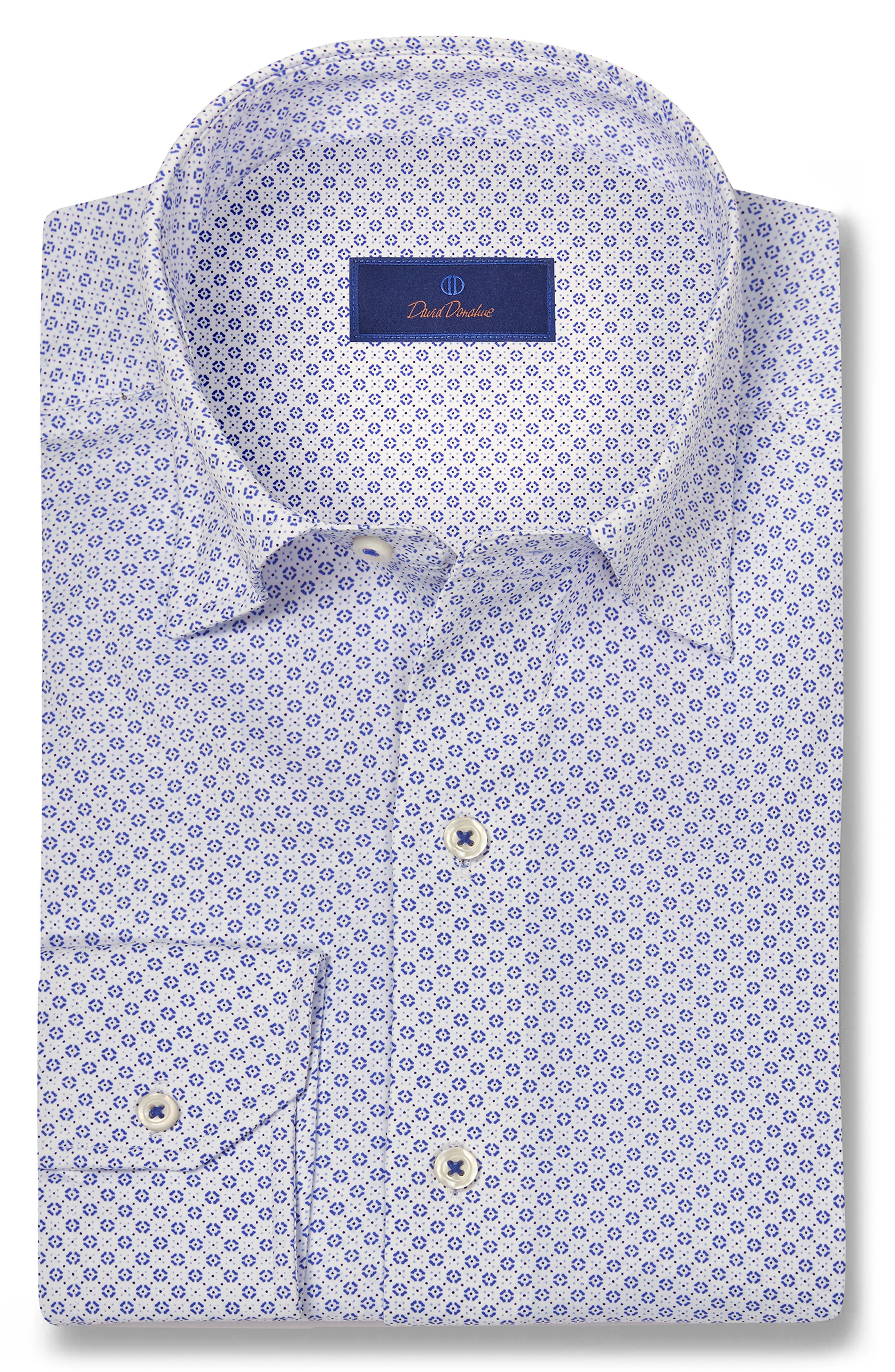 David Donahue Medallion Print Performance Sport Shirt