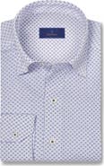David Donahue Medallion Print Performance Sport Shirt