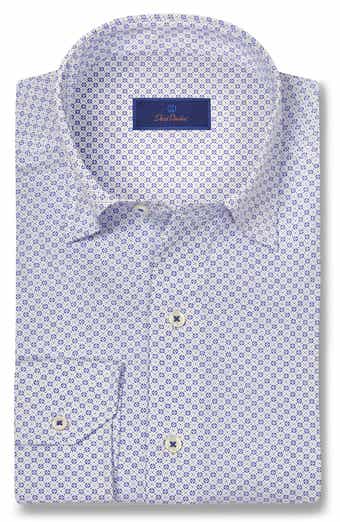 David Donahue Medallion Print Performance Sport Shirt