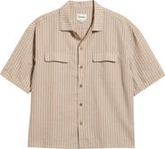 Rhythm Floragraph Stripe Cotton Blend Seersucker Camp Shirt