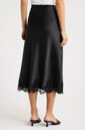 Anne Klein Lace Trim Satin Bias Midi Skirt