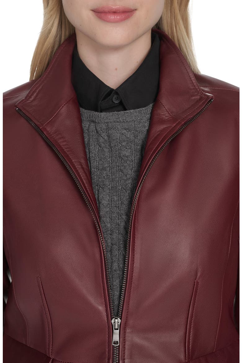 Wing Collar Leather Jacket, Alternate, color, BURGUNDY