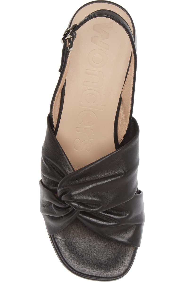 Wonders Knot Detail Block Heel Sandal, Alternate, color, Black Leather