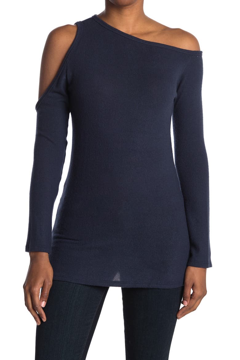 Tie Dye Cold Shoulder Top, Main, color, NAVY