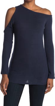 GO COUTURE Tie Dye Cold Shoulder Top