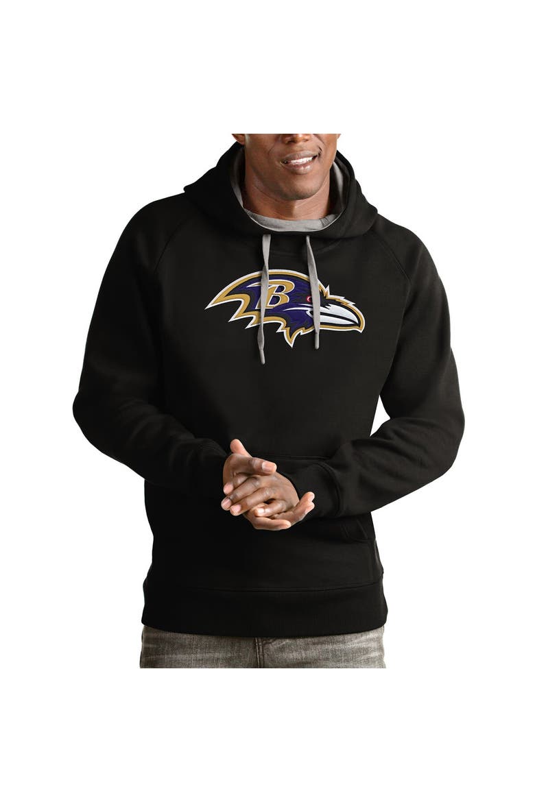 Men's Antigua Black Baltimore Ravens Victory Pullover Hoodie, Main, color, Black