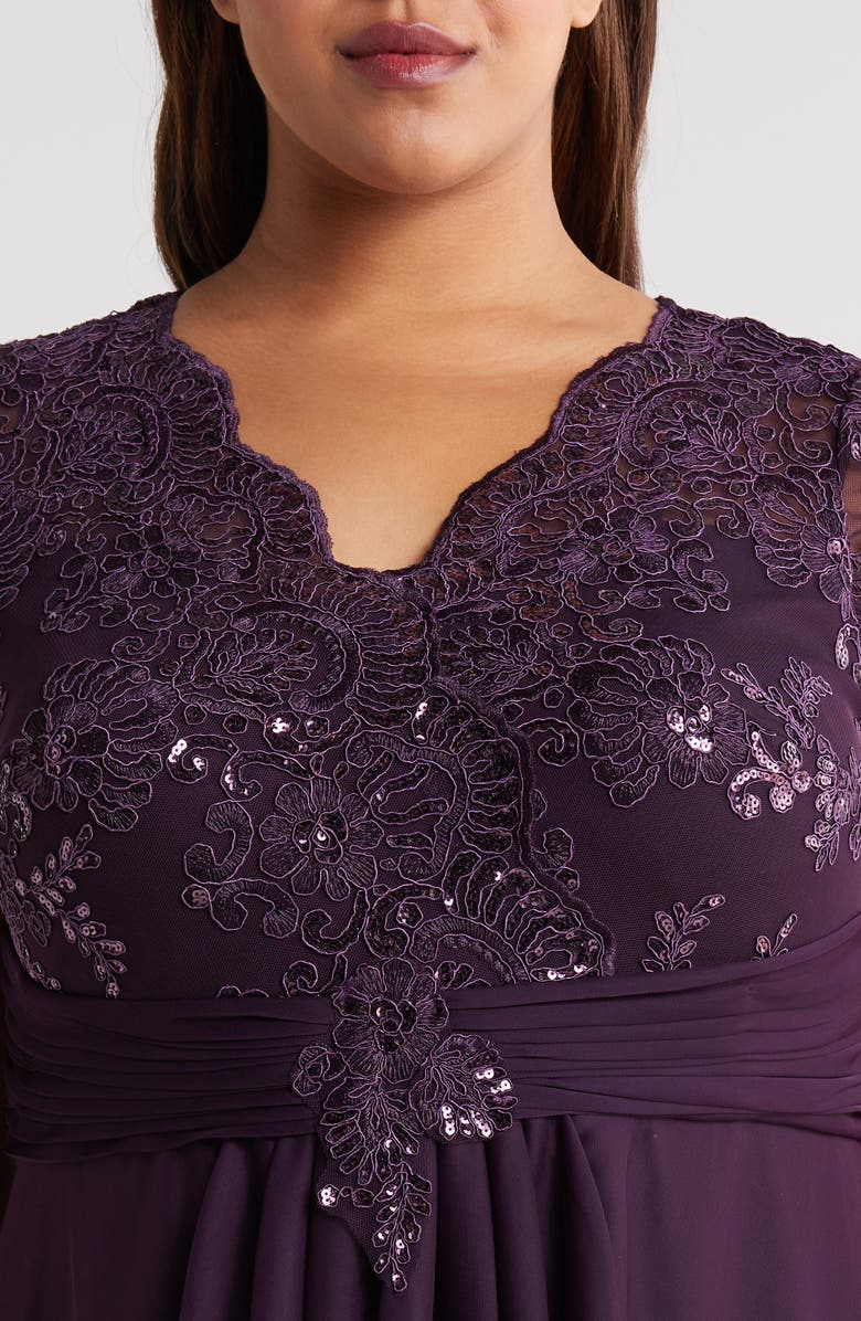 Alex Evenings Metallic Lace Empire Waist Dress, Alternate, color, 