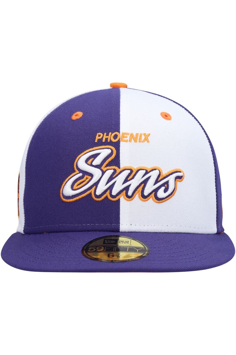 Men's New Era Purple/White Phoenix Suns Script Pinwheel 59FIFTY Fitted Hat, Alternate, color, Purple