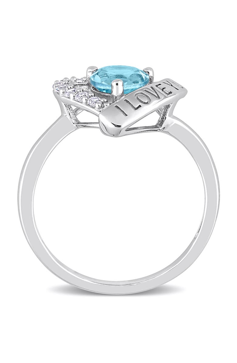 Julianna B. Blue & White Topaz I LOVE YOU Heart Ring, Alternate, color, Blue Topaz