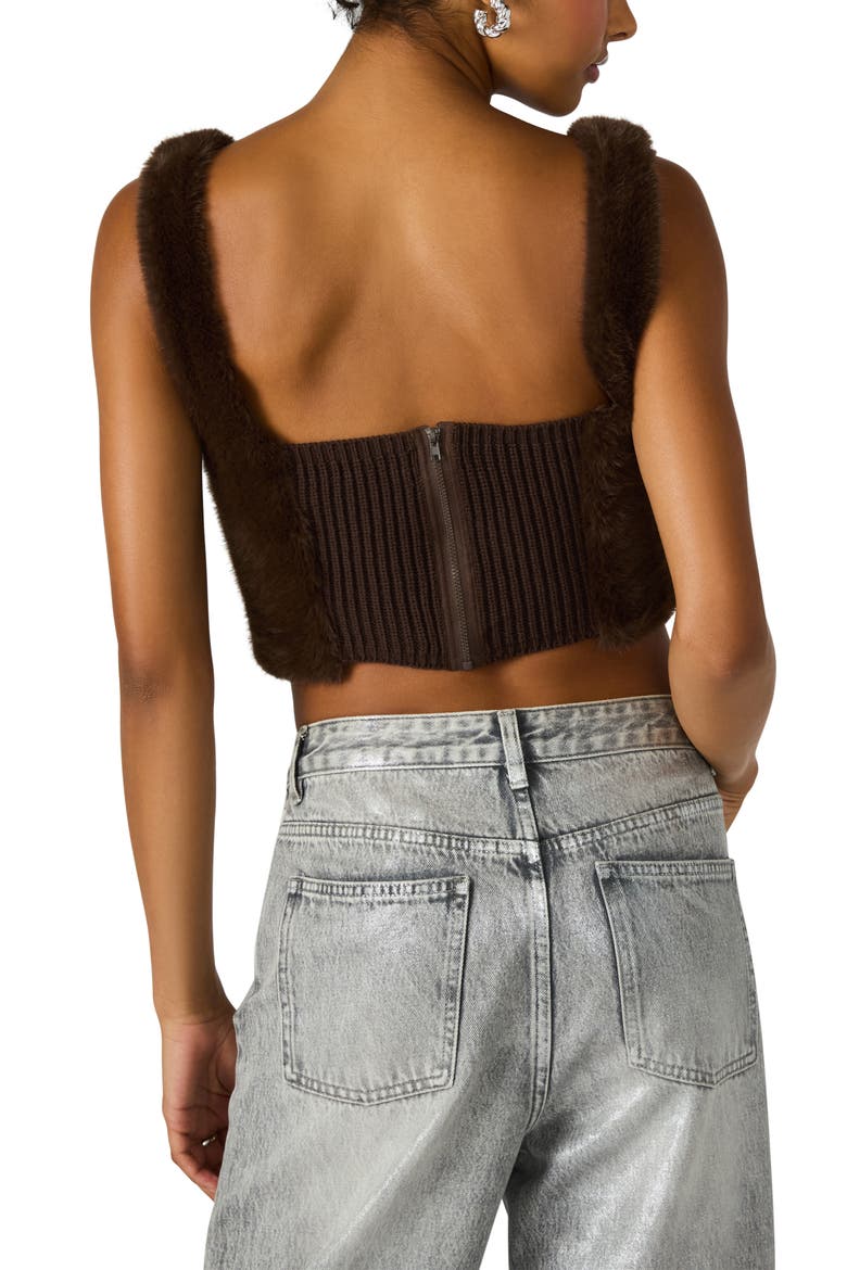 Hannia Faux Fur Crop Tank, Alternate, color, DARK ESPRESSO
