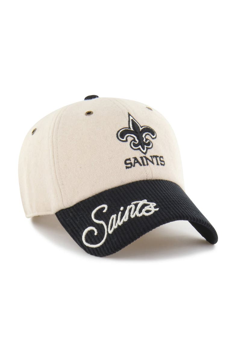 Women's '47 Natural/Black New Orleans Saints Rope Script Clean Up Adjustable Hat, Main, color, Natural
