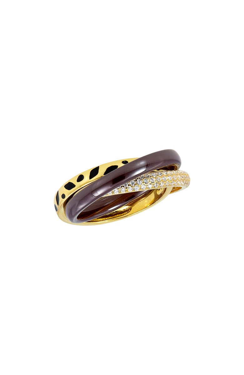 SAVVY CIE JEWELS Ceramic & Cubic Zirconia Crossover Ring, Main, color, Yellow