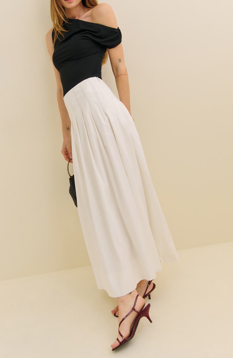 Reformation Belle Off the Shoulder Top, Alternate, color, Black