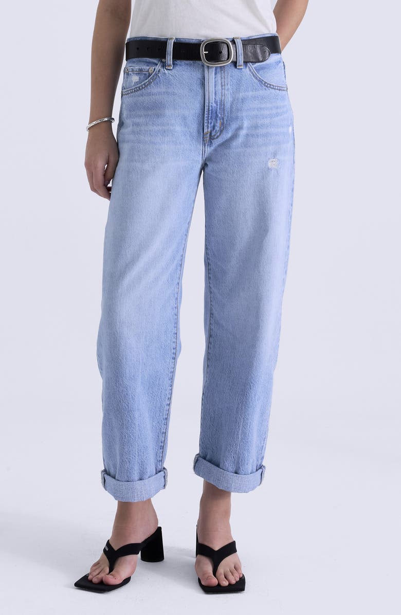 Pistola Donny Cuffed High Waist Boyfriend Jeans, Main, color, Old Blues