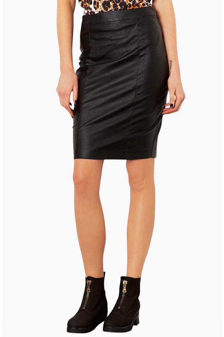 Faux Leather Pencil Skirt, Main, color, BLACK