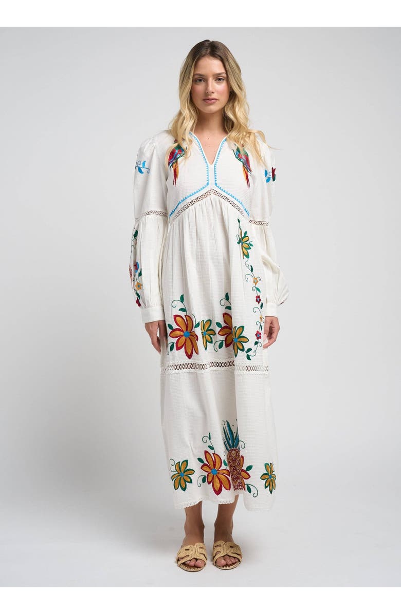 GUADALUPE DESIGN Sofia Parrot Dress, Main, color, White