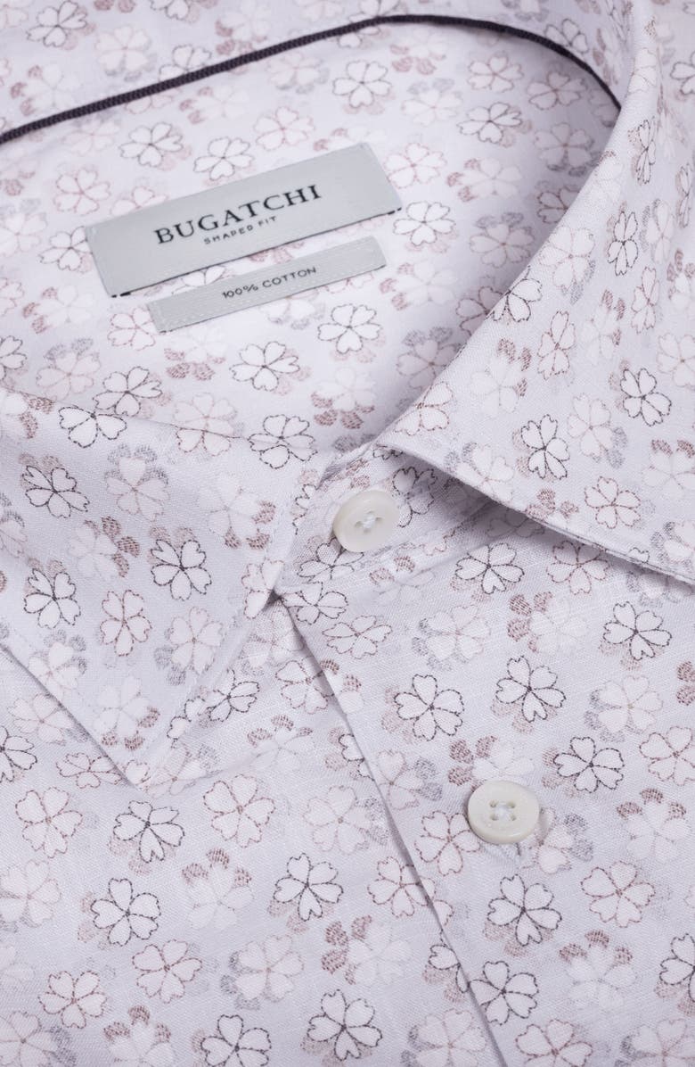 Bugatchi Julian Shaped Fit Floral Cotton Button-Up Shirt, Alternate, color, Hazy Blue