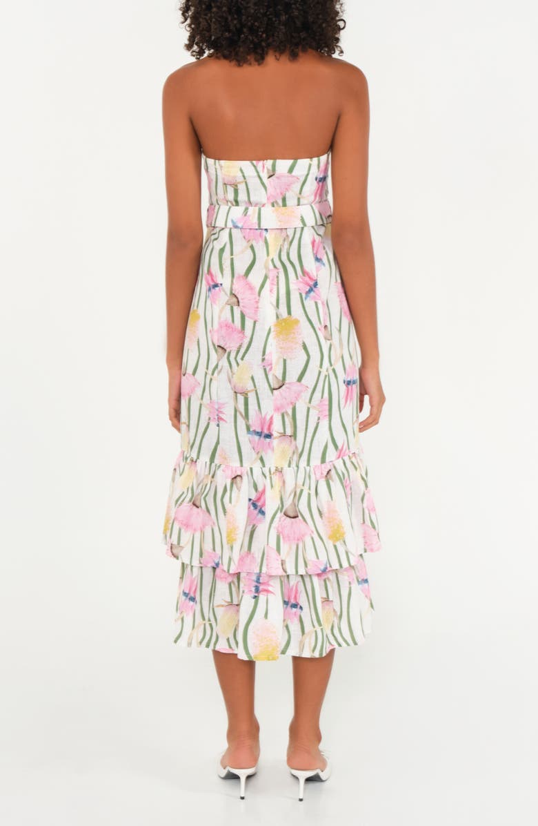 The Lulo Project The Australian Ruffle Halter Linen Blend Maxi Dress, Alternate, color, Aussie Desert Flowers