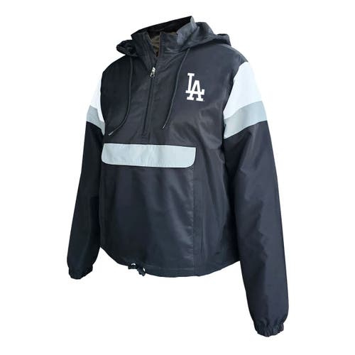 Profile Black Los Angeles Dodgers Plus Size Anorak Hoodie Quarter-zip Pullover In Black