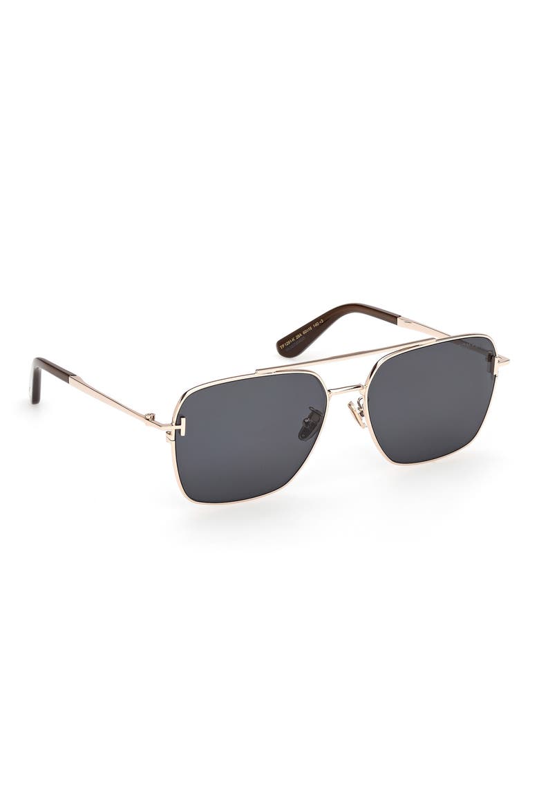 60mm Navigator Sunglasses, Alternate, color, SHINY ROSE GOLD / SMOKE LENS