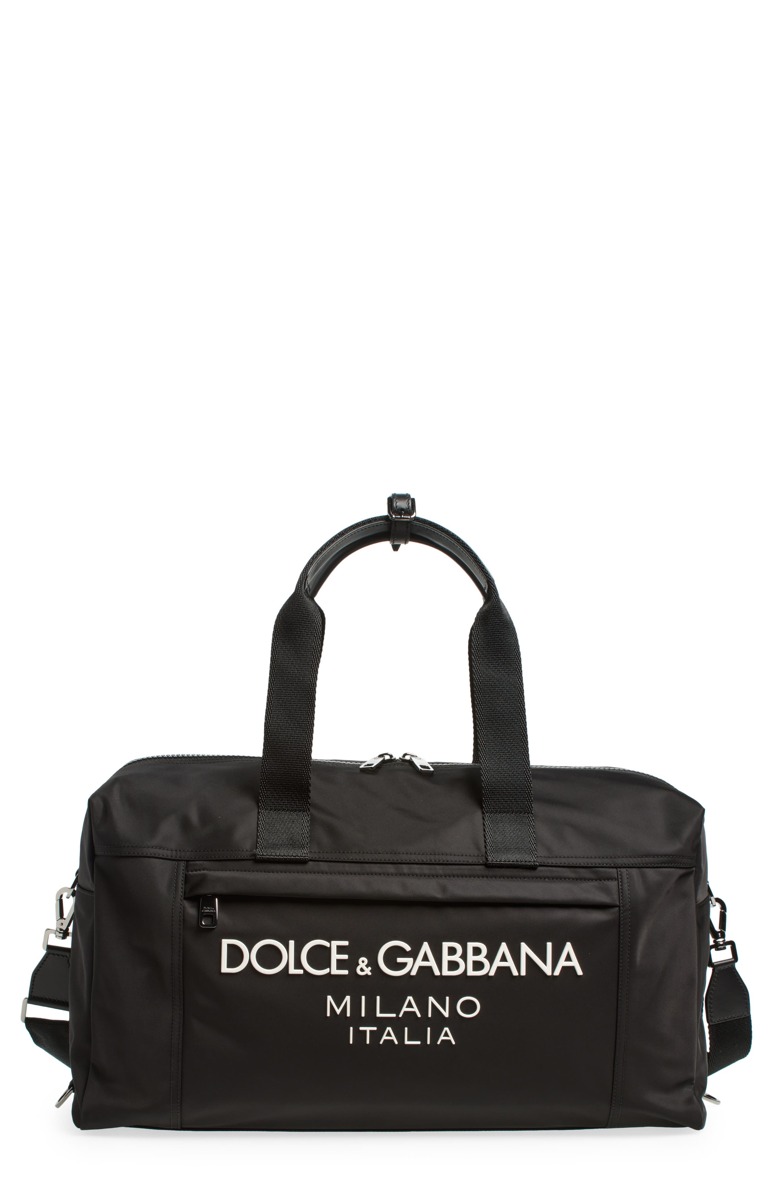 Dolce&Gabbana Logo Lettering Duffle Bag, Main, color, 8B956 Nero/ Nero