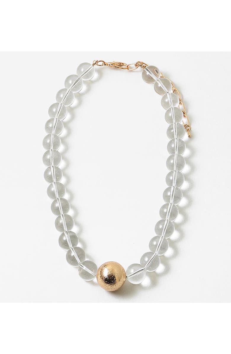 Erin McDermott Jewelry Clear Lucite and Gold Ball Necklace, Main, color, Clear