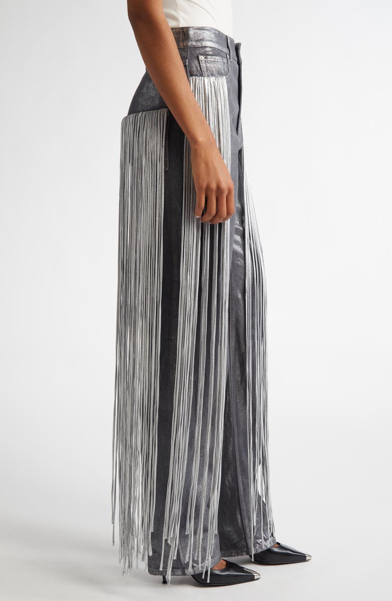 Area Metallic Fringe Straight Leg Jeans, Alternate, color, 